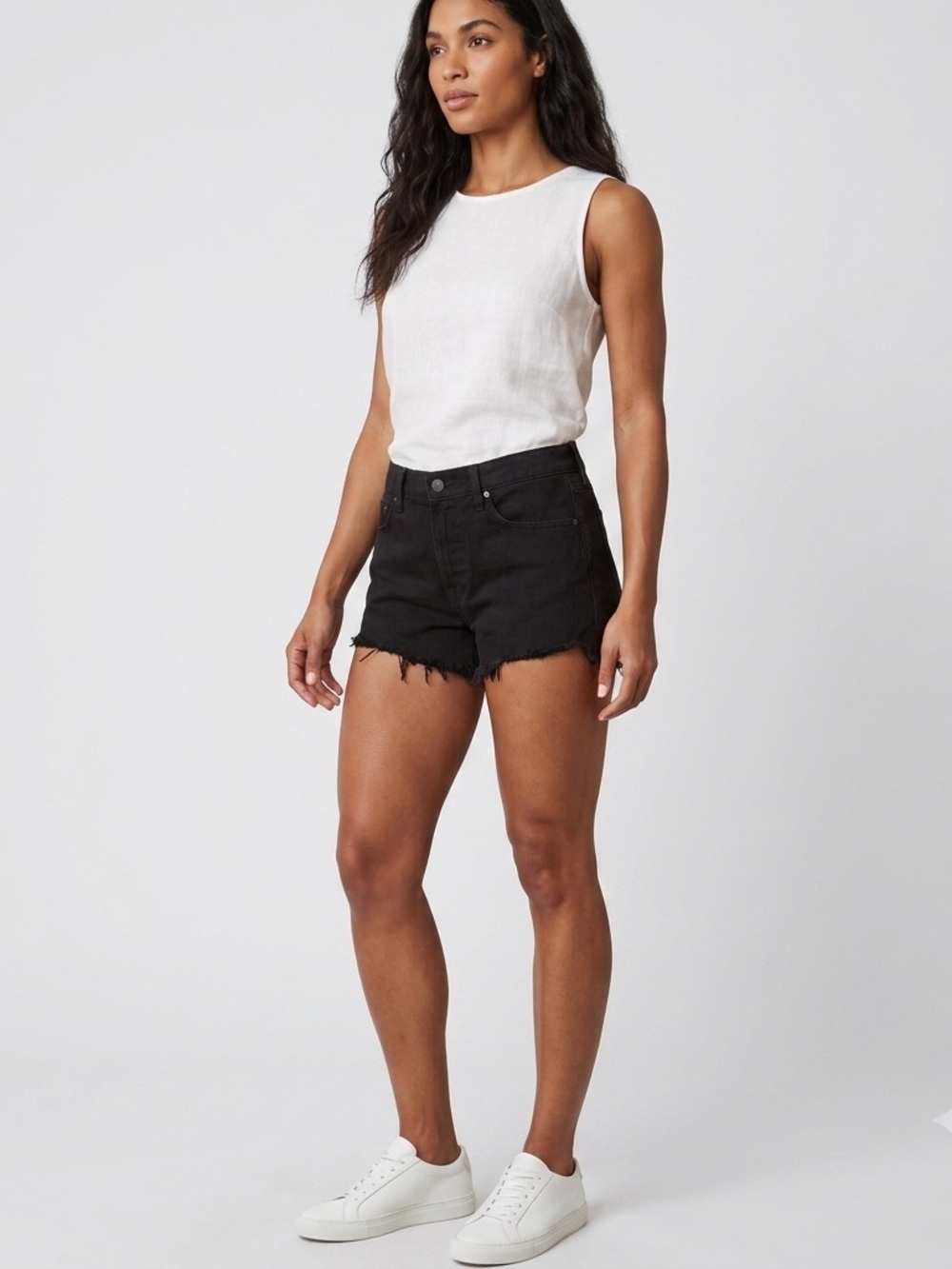 Rag & Bone The Little Queenie Black Denim Cutoff Shorts Frayed Hem Boho Sz 31